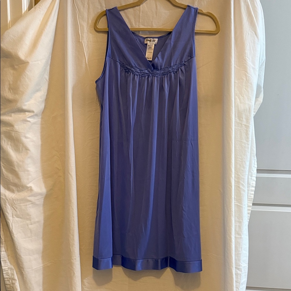 Vanity Fair Periwinkle Satin-Trim Sleeveless Chemise